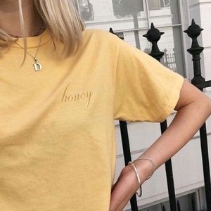 Brandy Melville cropped honey yellow T-shirt
